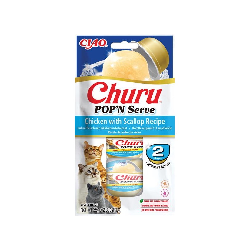 Pamlsok Inaba Churu POP'N Serve cat kura & hrebenatky 2 x 35 g